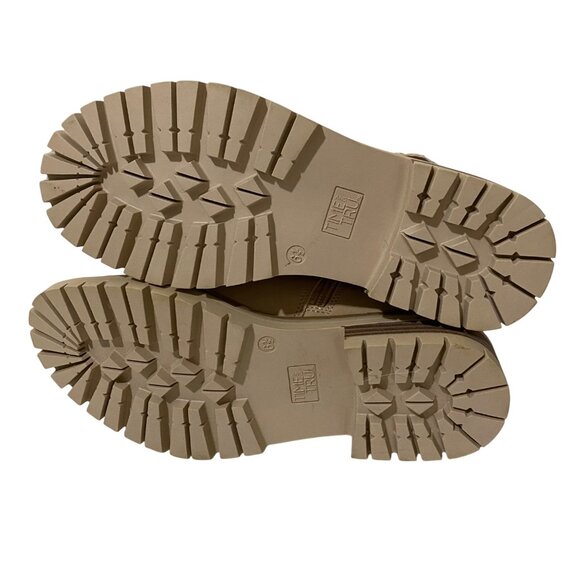 Time and Tru Moto Ankle Boots Womens 6.5 Beige Buckles Grunge Chunky Stompers - Picture 9 of 10